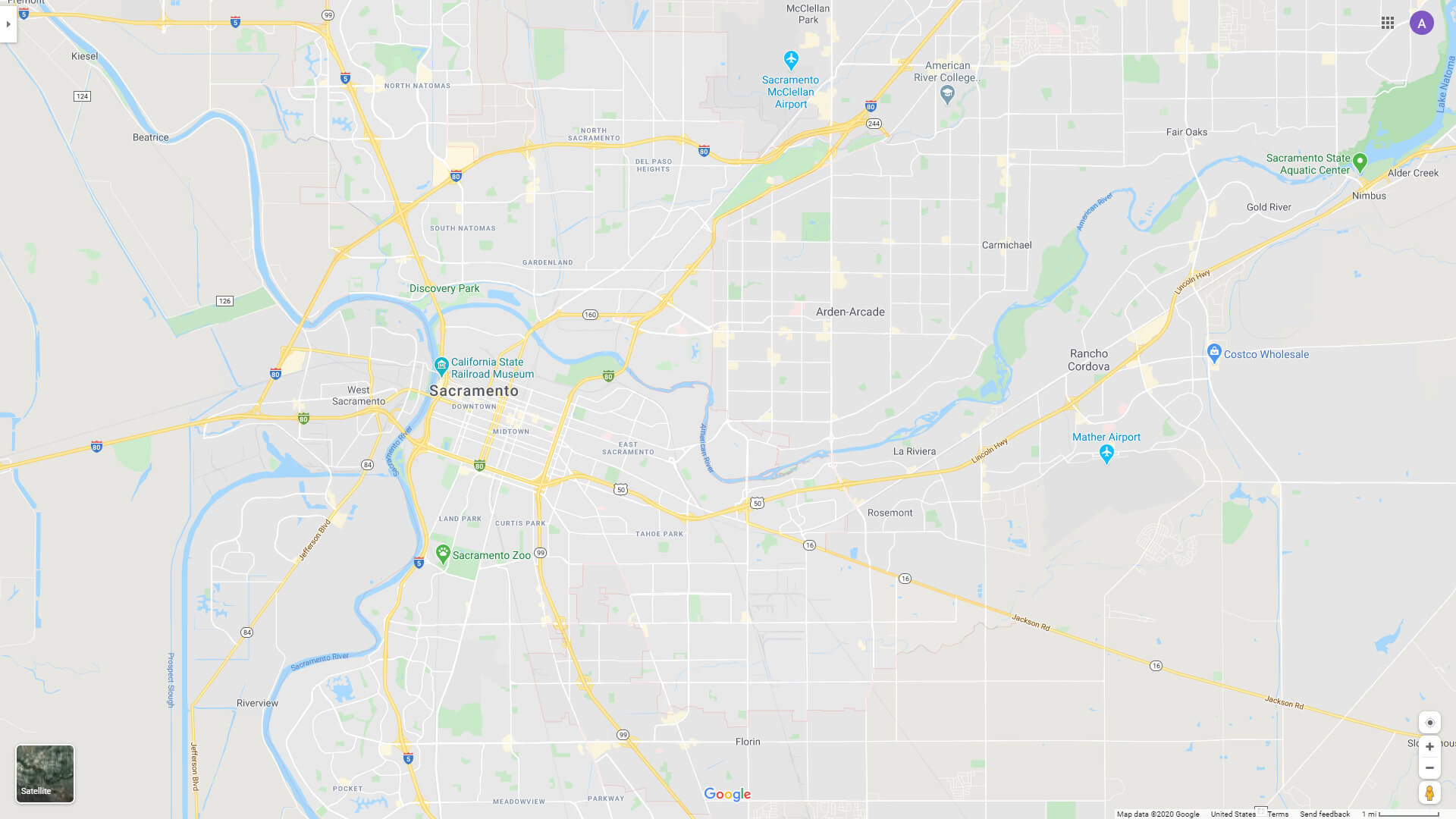 Sacramento Ville carte